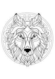 Mandala tête de loup - 4 - Mandalas difficiles (pour adultes)