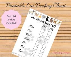 Printable Cat Feeding Chart Cat Food Schedule Pet Food Etsy In 2020 Cat Feeding Chart Cat Feeding Dog Feeding