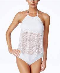 Bleu By Rod Beattie Crochet Lace Halter Tankini Top Hipster Bikini Bottom Swimwear Women Macy S Swimwear Womens Swimwear Bikini High Neck Tankini Top