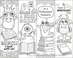 One 8.5x11 pdf coloring page of 4 bookmarks with cute insect designs, including: Set Of 8 Coloring Bookmarks With Monster Drawings Cute Etsy In 2021 Coloring Bookmarks Monster Drawing Doodle Books