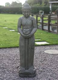 Masterpiece quality garden buddha statues for sale each handcrafted by asian artisans. Contemplation Standing Buddha Garden Statue
