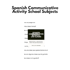Spanish Communicative Activity: School Subjects - Real Life Language