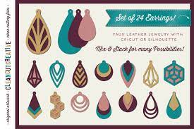 Set Of 24 Faux Leather Earrings Svg Dxf Eps Png Craft File 60935 Svgs Design Bundles