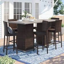 Sol 72 Outdoor Stratford 8 Piece Bar Height Dining Set Wayfair Patio Dining Set Patio Dining Wicker Dining Chairs