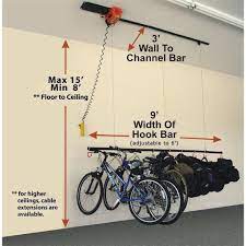 Once you mount the brackets directly into a ceiling joist, you can clear up extra garage or shed space by hoisting bikes, canoes, and anything else you'd like to get out of the way. Garage Bike Lift Motorized Online Discount Shop For Electronics Apparel Toys Books Games Computers Shoes Jewelry Watches Baby Products Sports Outdoors Office Products Bed Bath Furniture Tools Hardware Automotive