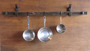 Railroad Anchor Pot Pan Rack System Flat Bar Wall Mounted Railroadware Pot Rack Rustic Pot Racks Rustic Pots