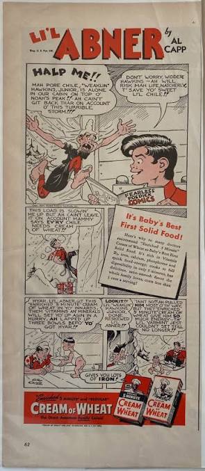 Cream of Wheat -Comic by Al Capp-Lil Abner - Print Ad -1944 — Antique Black  Things
