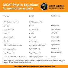 Gold Standard Mcat Physics Equations To Memorize As Pairs But Remember Understanding The Meaning Of Equations And The How To Memorize Things Mcat Study Mcat