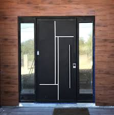 A stunning black finish and streamlined hardware delivers the fresh contemporary edge. Black Orion Custom Entry Door With Sidelights Main Door Design Photos Door Design Modern Main Door Design