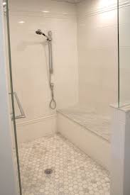 Large White Subway Tile Renee Note Bathroom Tile For Master And Guest Bathroom With Aqua Trim Traditional Bathroom Shower Floor Master Shower