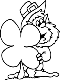 Funny Leprechaun Hidding Behind Giant Four Leaf Clover Coloring Page Coloring Pages Owl Coloring Pages Super Coloring Pages