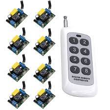 Ac 220v 1ch 10a Wireless Remote Control Switch 8 Receiver 1 Transmitter Learning Code Momentary Toggle Wireless Light Switch Water Pump Motor Remote Control