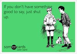 07i have the right to remain silent but not the ability.. If You Don T Have Something Good To Say Just Shut Up Encouragement Ecard