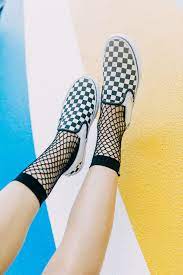 Keep It In Check The Fishnet Crew Sock And Vans Girls Vans Girls Vans Vans Classic Slip On Sneaker