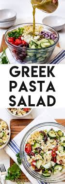 Greek Pasta Salad Is Full Of Tender Al Dente Pasta Crunchy Veggies Feta Cheese And A Homemade Dressin In 2020 Greek Salad Pasta Greek Pasta Salad Recipe Greek Pasta