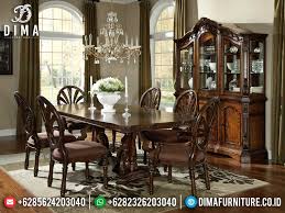 Use some spicy, warm kitchen colours, such as red, orange and yellow, that relate to food and offer appetising surroundings. Awesome Desain Meja Makan Klasik Jepara Furniture Luxury Set Terbaru Mm 1015