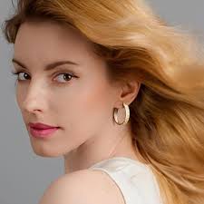 SANDRA REDD 14K Gold Hoop Earrings for Women 14K Gold Earrings V-Shaped  Cubic Zirconia Inlay Thick Hoops Womens Earring 25/30mm