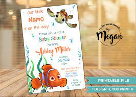 Finding Nemo Baby Shower Invitations Nemo Baby Shower Gender Etsy In 2021 Nemo Baby Shower Nemo Baby Finding Nemo Baby