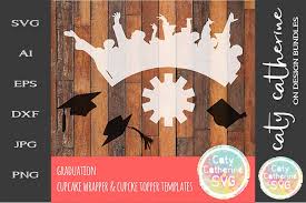Cupcake wrapper scalloped free svg | cupcake wrappers. Graduation Cupcake Wrapper Topper Svg Templates 243876 Svgs Design Bundles