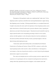 RUMLEY, MARK ALVIS, Ed.D. Listening to the Voices of Beginning Teachers:  Providing Meaningful Administrative Support Is a Moral
