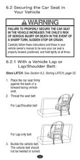 Installing car seat in vehicle ❃ ™ follow instruction manual provided with tighten ez latch by pushing down hard 5 car seat for installation in vehicle; Graco 1753334 Platinum Cargo Booster Car Seat Support And Manuals