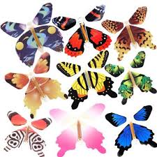 When you open the card, there will be a or group of a beautiful butterfly flying out. Rinhoo 2 100pcs Magic Fairy Flying In The Book Card Butterfly Rubber Band Powered Wind Up Butterfly Toy Great Surprise Wedding Birthday Gift 12pcs