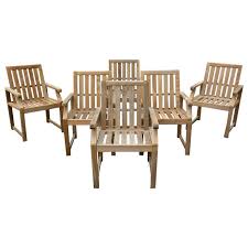 Teak is used for outdoor furniture but is not recommended for full exposure to sunlight. 6 Vintage Teak Wood Outdoor Dining Armchairs For Sale At 1stdibs