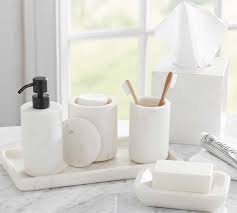 Soap holders, laundry baskets, mirrors, curtains, bath mats, towel holders, body care products, etc. Frost Marble Bathroom Accessories Set Pottery Barn In 2020 Marble Bathroom Accessories Marble Accessories Bathroom Accessories Sets
