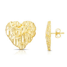 Maybe you would like to learn more about one of these? Floreo Floreo 10k Yellow Gold Heart Shape Shiny Nugget Earrings Walmart Com Walmart Com