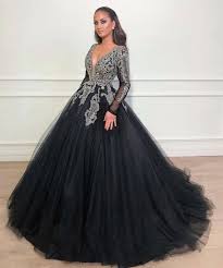 Custom Evening Dresses Couture Formal Ball Gowns Black Ball Gown Long Sleeve Ball Gowns Black Wedding Dresses