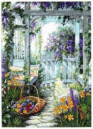 Model stitched on fabric of your choice with dmc floss. Cross Stitch Pattern Basket Of Flowers Wildflowers Garden Etsy Cross Stitch Landscape Cross Stitch Flowers Cross Stitch