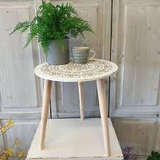 Slim side table vintage small stand furniture sofa end round white lamp plant. White Gold Mandala Design Small Round Side Table Moroccan Second 5055034764201 Ebay