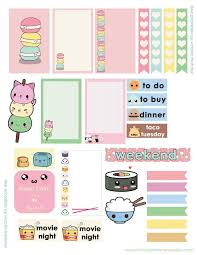 Printable Planner Stickers Food Rice Bowl Sushi Cat Ice Cream Macarons Checklists Banners Et Adesivos Planejadores Planner Stickers Adesivos Para Imprimir