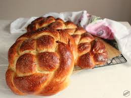 Soft braided sweet bread with butter