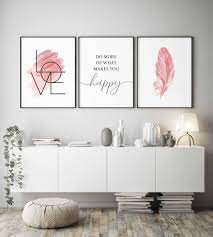 Blush Pink Wall Art Set Of 3 Prints Bedroom Wall Art Girls Room Decor Do More Of What Makes You Happy Inspirational Quote Love Sign Wall Art Girls Room Decor Pink Wall Art Wall Decor Bedroom