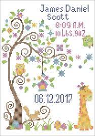 Birth Announcement Custom Cross Stitch Pattern Record Baby Cross Stitch Projects Ideas Cross Stitch Birth Sampler Cross Stitch
