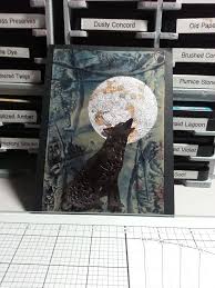 Made By Teresa Penfold I Used The Spellbinders Howling Wolf On A Background Make With Encaustic Wax The Spellbinders Masculine Cards Double Sided Adhesive