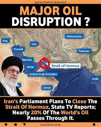 Iran is considering closing the key oil shipping route Strait of Hormuz  after the US bombed three of its nuclear facilities, Iranian media reported  today. The Strait of Hormuz is one of
