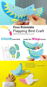 Printable Bird Crafts For Kids Free Printable Flapping Bird Craft Onecolorfulday Free Printable Kids Craft Bird Crafts Flapping Bird