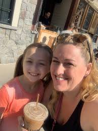 With my mini me grabbing an iced coffee at a local coffee shop in Bolton  Landing NY. It's a beautiful day at the lake. ☀️ Cheers!
