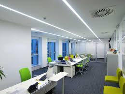 Modern Linear Office Led Lighting Example Commercial Interior Design Office Interiors Ceiling Light Design