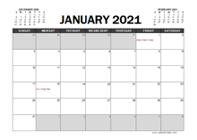 January 2021 calendar with holidays in printable format united states. January 2021 Calendar Calendarlabs