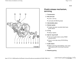 Audi A4 1996 B5 1 G 01a Transmission Clutch Release Mechanism Service Workshop Manual 12 Pages