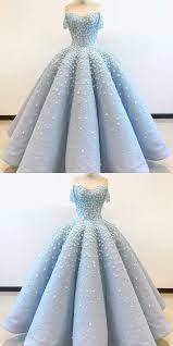Off The Shoulder Ball Gown Light Blue Prom Dress With Flowers By Prettylady 184 40 Usd Light Blue Prom Dress Prom Dresses Blue Gowns