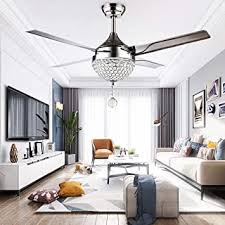 Bedroom ceiling fan with dark walnut blades and light kit. 44 Led Crystal Chandelier Ceiling Fan Light W Remote Stainless Steel 4 Blades Lamps Lighting Ceiling Fans Chandeliers Ceiling Fixtures