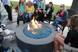 Lava glass for fire pit. Schendel Lawn And Landscape S Concrete Fire Pit With Lava Rock And Fire Glass Http Www Mycreativelawn Com Fire Pit Glass Rocks Fire Pit Materials Fire Pit