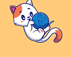 cat playing with a yarn ballの画像