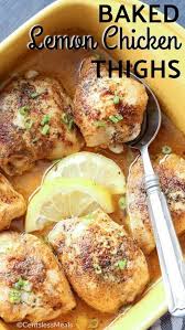 It's the sauce that makes these chicken thighs baked in the oven in their own juices smothered by the creamy lemon butter sauce. Baked Lemon Chicken Thighs Are A Quick And Easy Recipe They Are Made With A Simple Buttery G Baked Lemon Chicken Lemon Chicken Thighs Chicken Thights Recipes