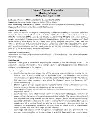 March 2, 2017 Internal Control Roundtable Meeting Minutes