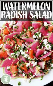 Watermelon Radish Orange Goat Cheese Salad Alexandra S Kitchen Recipe In 2020 Goat Cheese Salad Watermelon Radish Cheese Salad